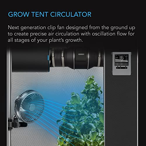 AC Infinity CLOUDRAY S6, Grow Tent Clip Fan 6” with 10-Speeds, EC-Motor, Weatherproof IP-44, Quiet Hydroponics Circulation Cooling (Black, Auto Oscillation)